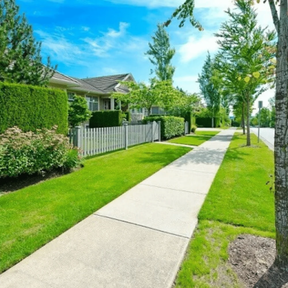 Clean residential sidewalk and curb
